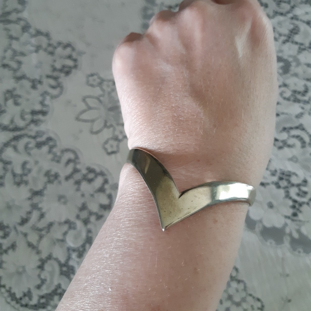 Vintage Alpaca Silver Cuff Wishbone Bracelet
